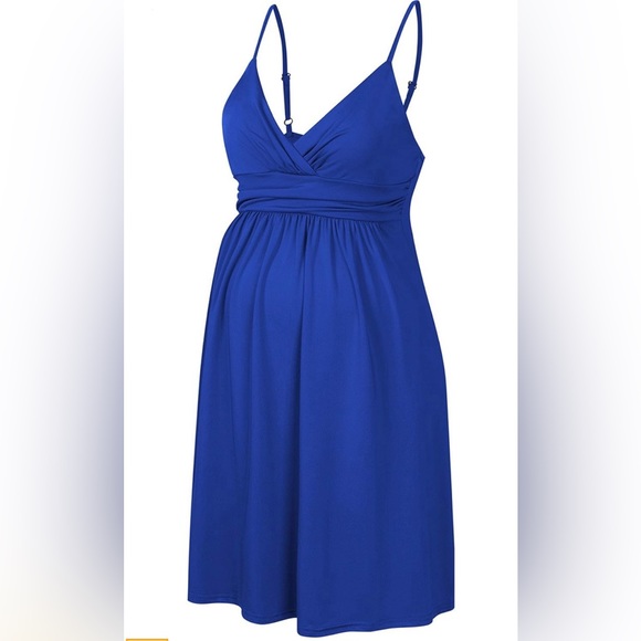 NWT - Women's Sleeveless Knee Length Maternity Dress - Blue - Picture 1 of 6